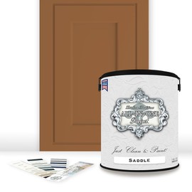 ALL-IN-ONE Paint, Durable cabinet and furniture paint. Built in primer and top coat, no sanding needed. Includes our 30 featured color card - Saddle, Gallon