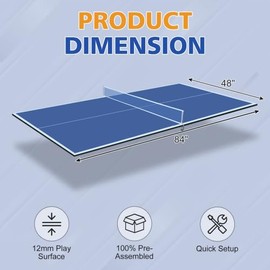 7/8/9ft Mid-Size Ping Pong Conversion Top with Net Set for Billiard and Pool Tables - Regulation Top Converts Billiards into Ping Pong Table Blue/Green/Black (Blue, 7 FT)