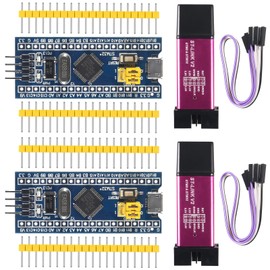 Alinan 2pcs ST-Link V2 Programming Unit Emulator Downloader(Random Color)+2pcs STM32F103C6T6 Minimum System Development Board with Imported Chip STM32 ARM Core Learning Board Module