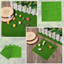 Nogeqi Pack of 4 Miniature Meadow, Artificial Grass Crafts, Micro Grass Artificial Grass, Miniature Garden, Artificial Grass Decoration, Outdoor, Indoor, Lawn Landscape for Dollhouse (15 x 15 cm)