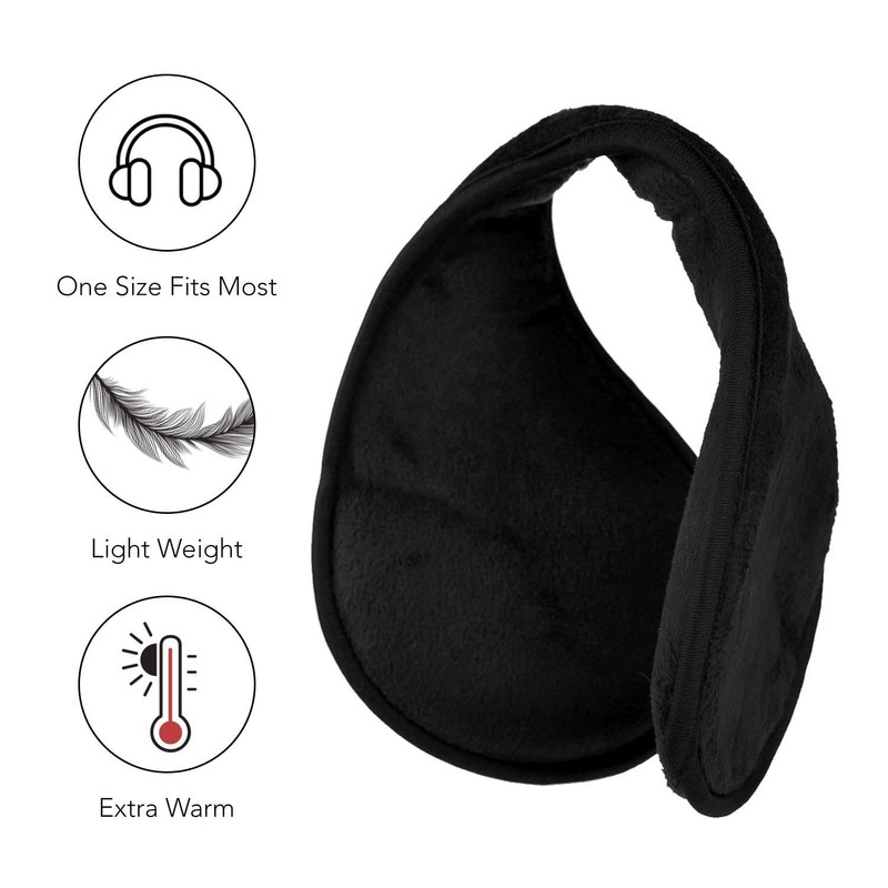 Basic Sense 2PCS Extra Wide Plain Earmuff, Navy-Black
