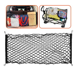 MYSOLA Red de Carga Trasera de Coche,Organizador Maletero Coche,110CM x 40cm Doble Capa Red de Carga, Malla Organizadora Ajustable y Elástica con Gancho para Universal Automóvil, SUV, Camión