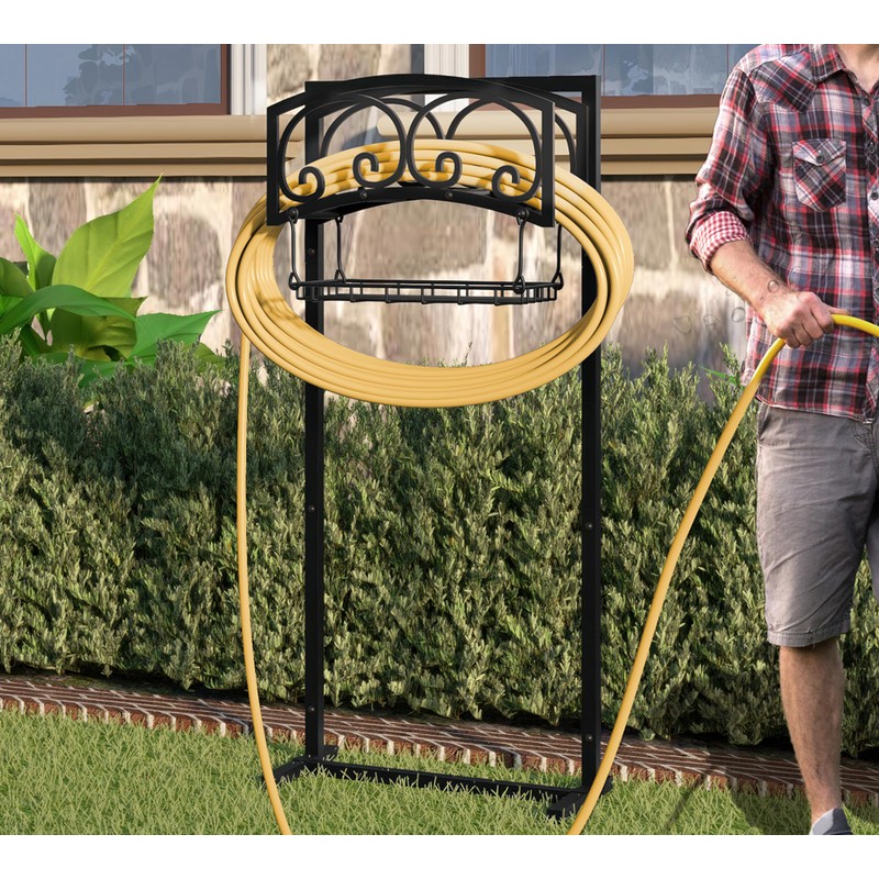 CALIDOLA Freestanding Garden Hose Holder - Heavy Duty Metal Stand
