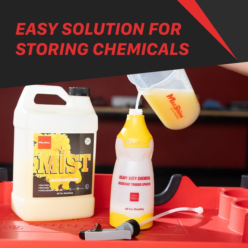 Maxshine 25oz Heavy-Duty Spray Bottle (Black) | Chemical-Resistant Detailing Sprayer