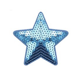 Pack of 10 Sequin Star Patches for Iron-on, Stars Embroidered Patches, Iron-On Patches for Sewing, DIY Crafts, Clothing Decoration, Blue, S
