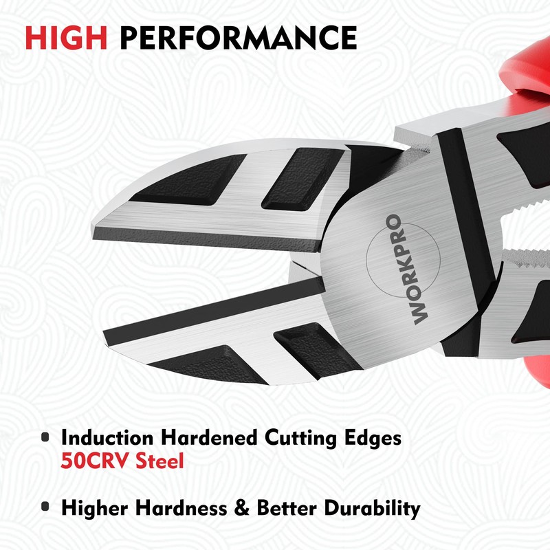 WORKPRO 6” Wire Cutters Heavy Duty CRV Steel, Diagonal Pliers