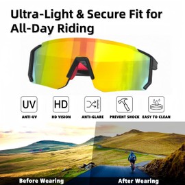 HJX Smart Cycling Glasses with Bluetooth 5.4, 6H Battery, Magnetic Charging - UV400 Sports Sunglasses for Men/Women, Hands-Free Call/Music & Voice Assistant orange