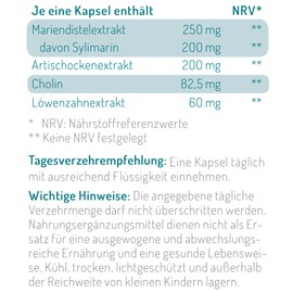orthobiotix Milk Thistle - with Choline, Artichoke and Dandelion Extract - 120 Capsules - Vegan - Milk Thistle Complex with Plant Extracts High Dose