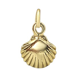 Silverly Gold Plated Sterling Silver Scallop Shell Pendant - 925 Silver Gold Seashell Charm for Necklace or Earrings - Small Ocean-Inspired Mermaid Charms - Boho Beach Jewellery - Best Friend Gift