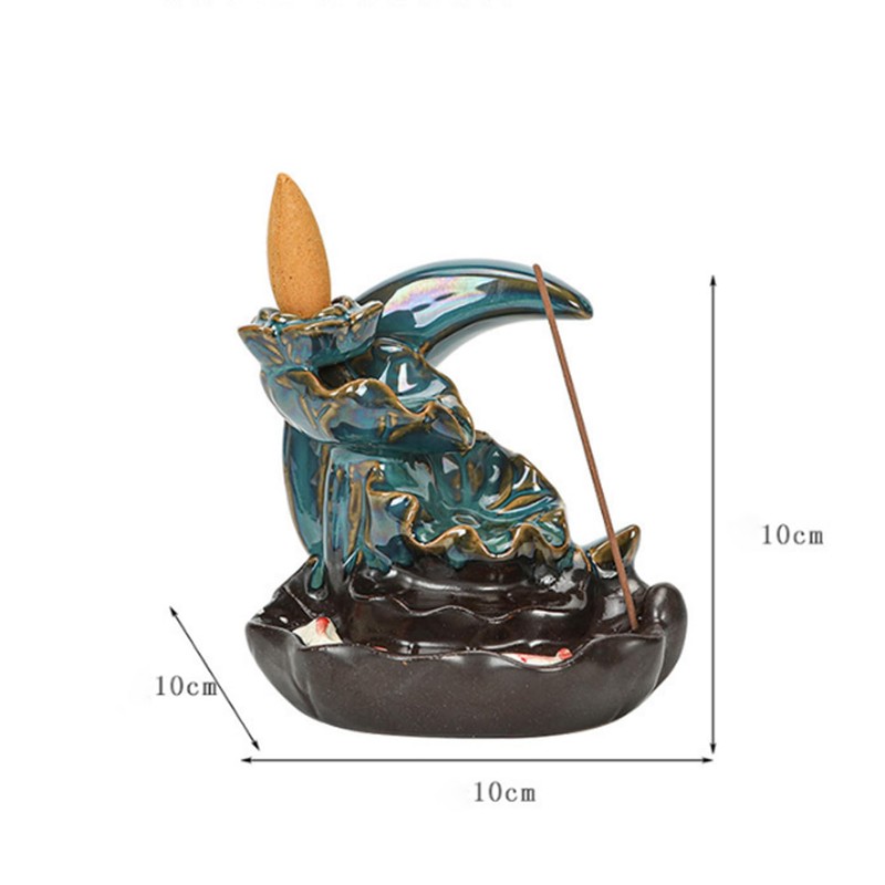 Reverse Flow Incense Burner Creative Home Decoration (Moon - Blue)
