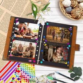 ZEEYUAN Photo Album Self-Staglten 60 Black Pages DIY Purple Scrapbook Album for Gluing Leather Photo Book Gift for Christmas Wedding Anniversary Valentine's Day Mother's Day Birthday