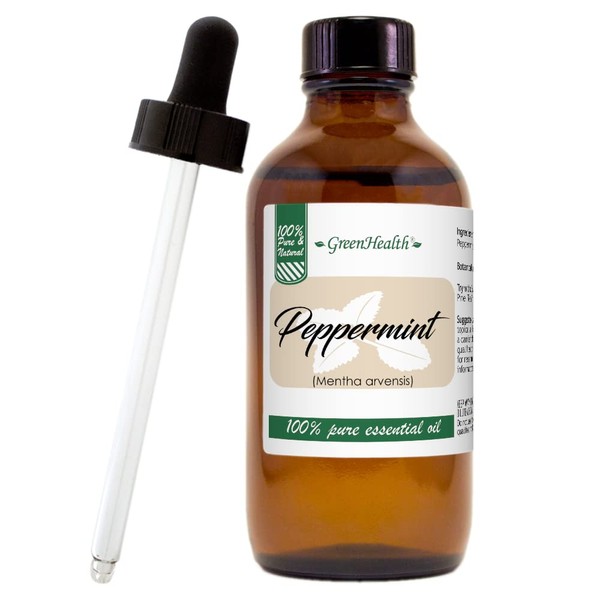 Peppermint 100% Pure Essential Oil 4oz w/Glass Dropper - GreenHealth