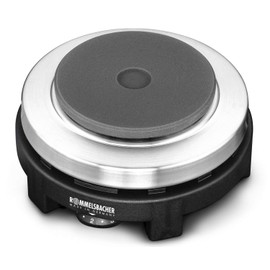 ROMMELSBACHER Reisekochplatte RK 501 - Made in Germany, Gussheizplatte 80 mm Ø, ideal für Reise und Camping, stufenlos regelbar, Überhitzungsschutz, Kabelaufwicklung, 500 Watt, Edelstahl/schwarz