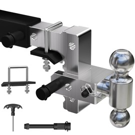 IBESTWOLF Adjustable Trailer Hitch, 6 Inch Drop & Rise Hitch Fits 2 Inch Receiver with Dual Ball (2" & 2-5/16"), 12500 LBS GTW, Aluminum Tow Hitch with Lock Down Hitch Tightener & Locking Hitch Pins