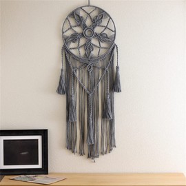 BMIDRUT Dream Catcher Tapestry Boho Macrame Cotton Woven Handmade Bohemian Art with Tassel Craft Ornament for Bedroom Living Room Apartment Nursery 12x32 Inch