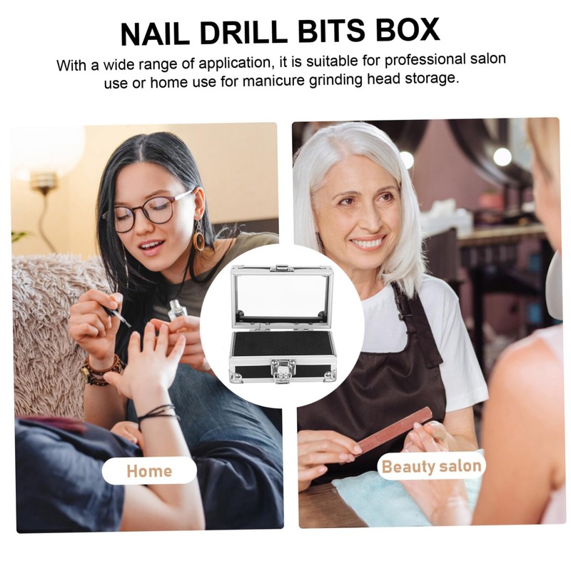 Baluue Nail Drill Bits Set Storage Box Nail Holder Easy