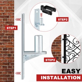 Hicarer Hicarer 4 Pcs 1 1/2" x 1 1/2" x 5/8" Square Post Female Hinge with Nut and Bolt, Chain Link Fence Frame Gate Post Female Hinge Black Galvanized Steel Hinge for Repairing and Replacing Fence Gate