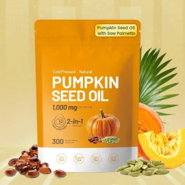 Pumpkin Seed Oil Saw Palmetto 3000 mg - Bladder Health, Immune Support 300 Pills