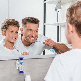 Hourglass Sand Timer 1 Minute with Suction Cup,Unbreakable Sand Watch 1 Min Sucker,Small Blue Sand Clock 1 Minute,Plastic Hour Glass Sandglass Timer for Kids,Games,Classroom,Toothbrush