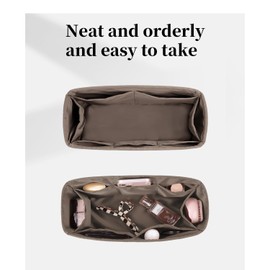 KINGS IN BAG Purse Insert for Kelly 28, Silky Purse Organizers for Inside Purse, Lightweight Shaper Compatible with Hermes Kelly 28 Bag, Multi Color Options(Etoupe grey, KE 28)