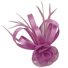 Topkids Accessories Mini Fascinator Hair Clips Small Fascinators Fascinator Flower Hair Clip Wedding Clip Royal Ascot Hat Wedding Corsage On Clip & Brooch Pin For Women, Ladies, Girls (Lilac)