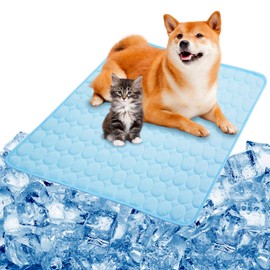 SHEJIZE Dog Cooling Mat Dog Cooling Pad Self Cooling Blanket, Washable Cooling Mat for Dogs, Pet Cooling Mat Keeps Pets Cool in Summer Heat, Resuable Fabric Cooling Mat (Blue, 20x16inch/50x40cm)