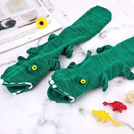 Pwsap Knit Crocodile Socks, Christmas Knitted Crocodile Socks, Thermal Socks Alligator Knitting Cuff, Womens Winter Fleece Lining Knit Animal Socks Ladies Socks Pattern Funny Knit Crocodile Socks