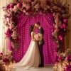 10x10ft Rose Red Backdrop Curtains with Lights String for Wedding