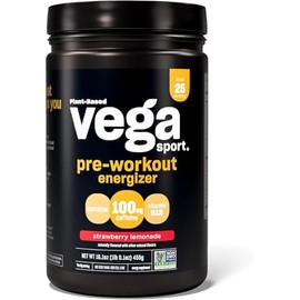 Vega Sport Pre-Workout con 100 mg de Cafeína Natural, Fresa y Limonada