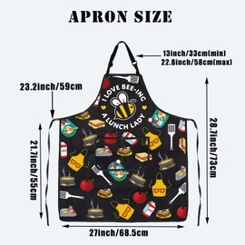 BDPWSS Lunch Lady Aprons With Pockets School Lunch Lady Gifts Cafeteria Crew Gift I Love Bee-ing A Lunch Lady Cooking Apron (Lunch lady beeing apron)