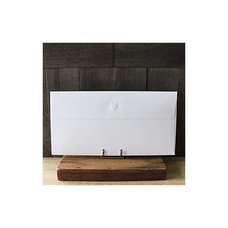 BAY LETTERPRESS 3 Long Envelopes, 30 Pieces, Cute Heart
