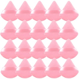 Tehttz 20Pcs Triangle Powder Puff, Makeup Sponges for Loose Powder and Body Powder Face Sponge with Strap, Face Makeup Puff Beauty Makeup Tools (Pink)