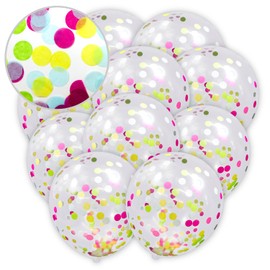 BLN-003 Balloons with Confetti (Round Pastel Colors), 10 Pieces, Balloons, Pastel, Birthday Decoration, Birthday, Confetti, Parties, Events, Christmas, Surprises, Sparkling and Puffy Round