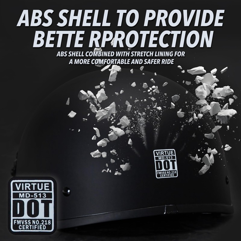 Cartman Cruiser Scooter Motorcycle Half Face Helmet,Matte Black Graphics, DOT