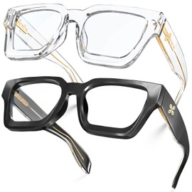 VISOONE 2 Pack Blue Light Blocking Glasses Rectangle Frame and Chic Preppy Look for Women Men RIVER