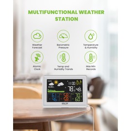 BALDR Weather Station Wireless Multiple Sensors, Indoor Outdoor Thermometer with Atomic Clock and Digital Barometer for Home and Patio