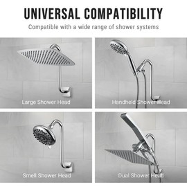 G-Promise All Metal 12-Inch S Shaped Shower Arm with Flange (Chrome)