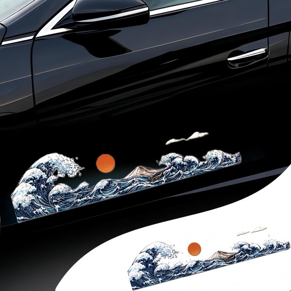 EXCEREY car creative car sticker, wave and sunrise, ride the
