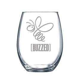 Buzzed Funny Gift Laser Etched Wine Glass - 17 oz