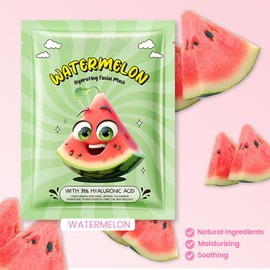 Kaely 12 Pack Watermelon Face Masks for Kids, Kids Face Mask Spa Day Kit Supplies, Spa Party Favors for Teens Girls Women, Sheet Facial Mask Skincare Gifts Set, Moisturize for All Skin Types, 07