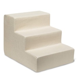 Best Pet Supplies Dog Stairs & Steps - Foam Steps for Small Dogs & Cats, Non-Slip Indoor Balanced Pet Step Support, Dog Ramp, No Assembly, Ivory, 3-Step (13.5-inch Height)