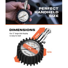 Tire Pressure Gauge - (0-60 PSI) Heavy Duty, Certified ANSI Accurate with Large 2 Inch Easy to Read Glow Dial, Low - High Air Pressure Gauge. Tire Gauge for Car and Trucks Tires by Vondior