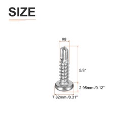 DTGN #6x5/8" Pan Head Self Drilling Screws - 100Pack - 410 Stainless Steel Phillips Drive Self Tapping Sheet Metal Screws