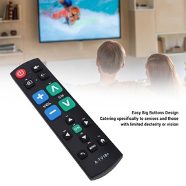 VELATEMOR Universal TV Remote Control with Big Buttons for Seniors, Easy Grip for TVs, No Programming Needed (2 AAA Batteries Not Inc.)