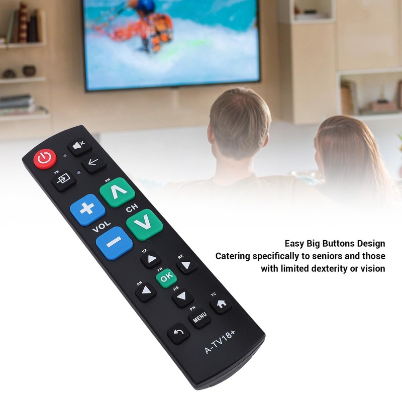 VELATEMOR Universal TV Remote Control with Big Buttons for Seniors,
