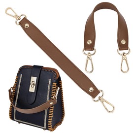 WADORN Pack of 2 Handbag Handles, Made of PU Leather, 28.5 cm Short Leather Purse Strap for Tote, Handbag, Bucket Bag, Clutch Purse Handles, Shoulder Bag, Shoulder Strap Extension, Brown 2