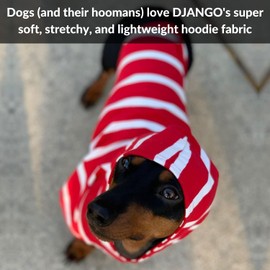 DJANGO Sudadera con Capucha para Perro y suéter súper Suave y elástico con Cintura elástica y Portal de Correa, Rojo, Pequeño