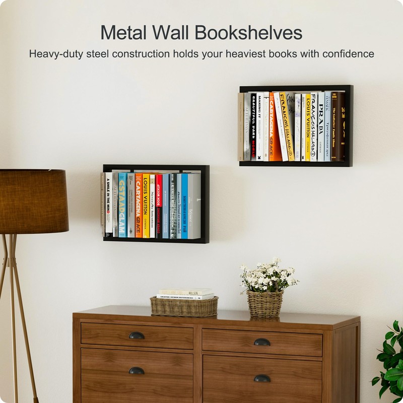 BUTUNITA Floating Book Frame Wall Mount - Invisible Metal Bookshelves