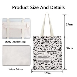 POFULL Veterinary Gift Vet Receptionist Definition Tote Bag Vet Clinic Gift (Veterinary Receptionist Tote Bag)