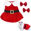 3 Pcs Dog Christmas Costumes Puppy Velvet Dress Xmas Outfits